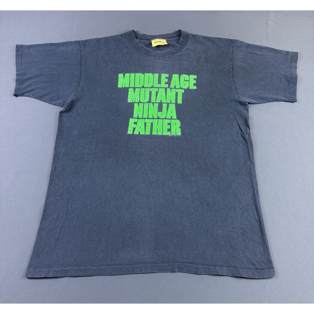 Rare Vintage 90s Middle Age Mutant Ninja Father Turtles Movie Parody Black XL T